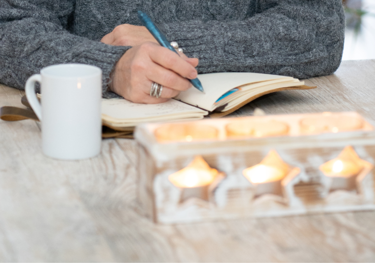 writing with candles lit